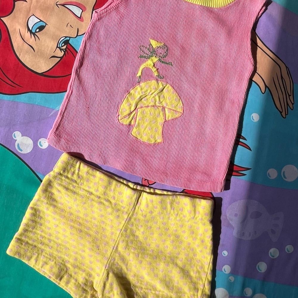 Fairy and Mushroom Pink and Yellow Toddler Outfit Best Size 2T
